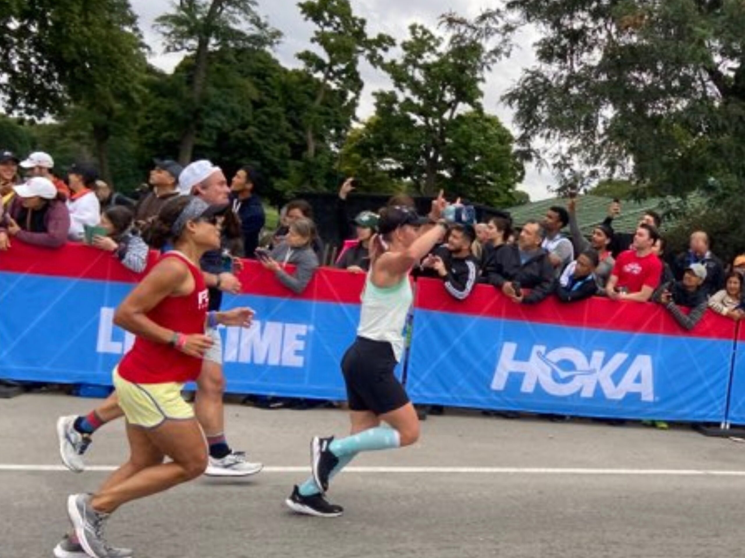 Cheryl runs one of her many road races.